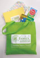 Family Central, the non-profit parenting support network, presents New Baby Welcome Bags to the families of all newborns at St. Anthony Community Hospital.