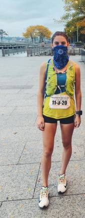 Hanna Cavanagh pictured after her run in NYC to spread voter awareness. Photos provided.