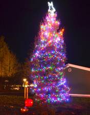 The Christmas tree was lit at the close of the holiday festival.