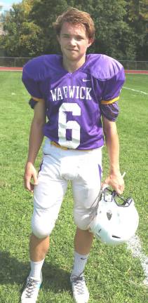 Homecoming Day King Steven Mehling, who is both a member of the Warwick Valley High School Band, which marched in the parade, and the Wildcat Varsity Football Team.