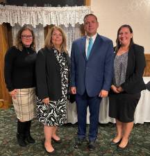 Orange County Deputy Budget Director Gretchen Riordan, Budget Director Deb Slesinski, County Executive Steven Neuhaus and Commissioner of Finance Kerry Gallagher at the Sept. 26 meeting of the Orange County Association of Towns, Villages and Cities at the Erie Hotel and Restaurant in Port Jervis.