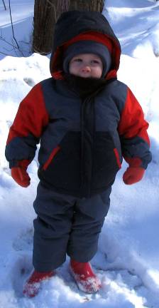 It was so cold in 1816 that ... Photo by Roger Gavan Who is this masked man? He looks like the little brother in Christmas Story but Grayson, 2, may not like it but heþÄôs fortunate that his mother, Warwick resident Maria Kriner, has dressed him properly for a very brief outdoor excursion.