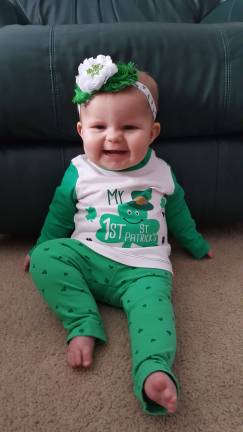 One Lucky Leprechaun This is Codyre's first St. Patrick's Day, and she is a true leprechaun! Her name comes from her great grandmother's maiden name, who was born in Ireland. There are only about 65 people with the last name Codyre, most of whom live in Ireland! We love our sweet little Irish lass! Photo courtesy of April.