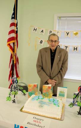 Photo by Roger Gavan Ed Hodas celebrates 90th birthday at the Warwick Senior Center.