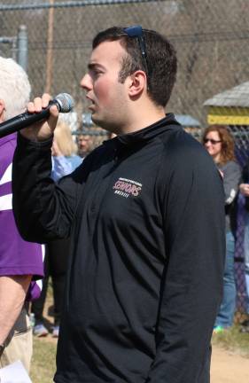 Playball Warwick Valley High School Senior John Roca gave a beautiful rendition of the National Anthem, "The Star-Spangled Banner." And he received a well deserved round of applause.