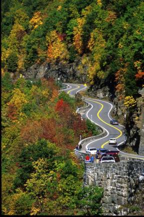 High flying colors This photo offers a bird's eye view of Hawk's Nest on the scenic byway Route 97 along the Delaware River in the Port Jervis area.