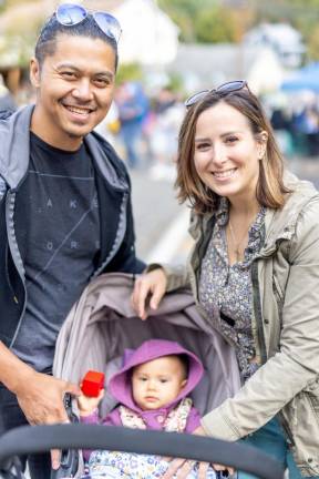Danica, 1, of Goshen, at her first Sugar Loaf Fall Festival with her parents Giancarlo and Jenny.