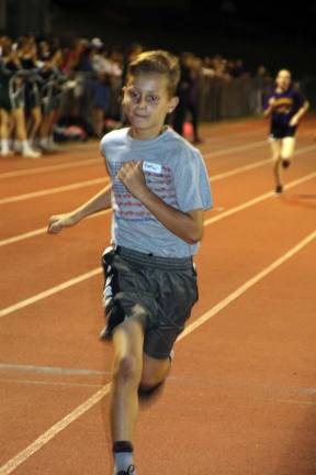 Under the lights Hunter Stuart completed the two laps in 2:40 minutes.
