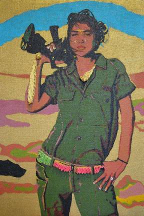 'Silent Sentinels' honors brutal fight for women's suffrage “Modern Soldier,” mixed media by Beth Scher