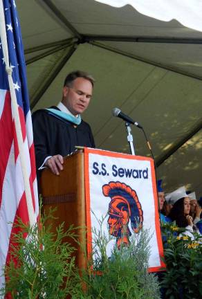S.S. Seward Institute Class of 2014 Principal Michael S. Rheaume opened up S.S. SewardþÄôs graduation ceremony with a heartwarming speech congratulating the 63 graduating seniors.