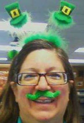 Celebrating St. Patrick's Day Barbara A. Claeys of West Milford, N.J. "This is what I am wearing to work today and what I wore to give blood on March 16."