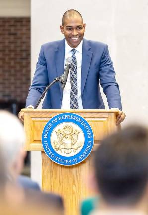 Lt. Gov. Antonio Delgado was among the speakers at Congressman Pat Ryan’s inauguration at West Point. After Delgado was named lieutenant governor, Ryan won a special election early last fall to complete Delgado’s Congressional term. Ryan then went on to win his own seat in November’s general election.