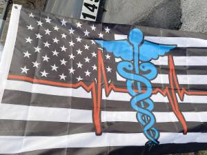 Joe Kelly is displaying this flag on his mailbox on Route 17A in Warwick. My wife is a registered nurse and my daughter is a doctor on the front line of the COVID 19 epidemic, he said in an email exchange with <i>The Warwick Advertiser</i>. I want people to support these heroes. I put a new flag out today for EMS workers. Too often we forget the real heroes. It’s not about me, it’s about those emergency responders, nurses and doctors. God bless them.
