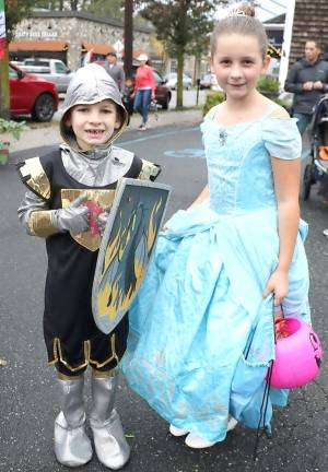 Cinderella and her knight in shining armor. Wayatt Green, 7, and his sister Cora, 10.