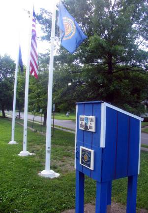 Members of Warwick’s American Legion to conduct flag disposal ceremony July 10 Photo by Roger Gavan Local residents who have flags that are in poor condition and no longer serviceable are invited to leave them in a used flag disposal box on Forester Ave. outside Post 214.