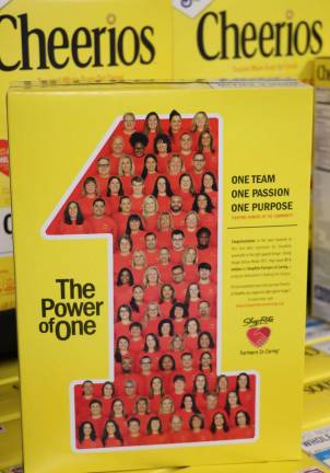 ShopRite hosts unveiling Cheerios box ceremony for fight hunger project Photos by Roger Gavan Warwick ShopRite, which raised $11,650, was one of 40 winning stores eligible to choose two associates, like Kayla Frisenea and Linda Glasspool, to appear on the back of 150.000 special-edition Cheerios boxes.