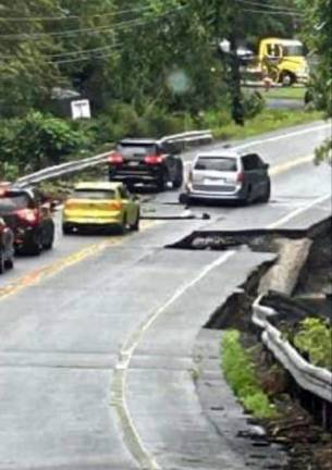 Trout Brook Road in the Village of Woodbury, Sunday, July 9. Photo courtesy of Woodbury Mayor Andrew Giacomazza.