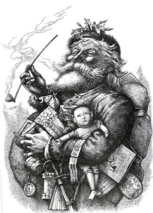 'Yes, Virginia, there is a Santa Claus' Santa Claus as pictured and drawn by Thomas Nast.