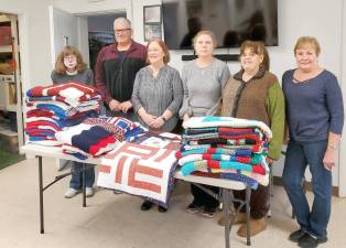 Crocheted and quilted blankets were donated to Orange County Veterans in Hospice, the Greenwood Lake Food Pantry and Project Linus by Greenwood Lake Senior. Blankets were presented to Frank Valentino representing Hospice, Bobbi Juby representing the GWL Food Pantry and Julia Sullivan representing Project Linus. Blankets were made by Kathy Pitiger, Jo-Ann Scherer, Bertha Moskovitz, Santa DiMattina, Donna Berg and Karen Burrows.