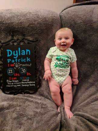 One Lucky Leprechaun Dylan is 6 months old, loves Cheerios, music and learning to make new sounds.