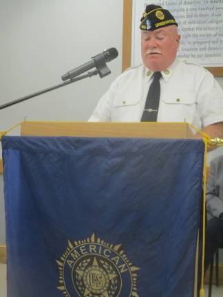 American Legion ceremony honors departed comrades Greenwood Lake Arthur Finnegan Post 1443 American Legion Commander Vinny Hallinan speaks during the ceremony.