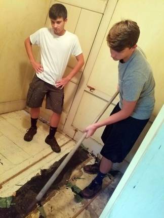 The timing was perfect Luke Blumenberg and Max Hranitz prepared the floors.
