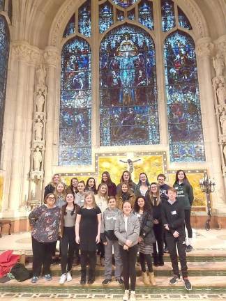 Members of Jubilate, the youth choir of the Hudson Valley based at Christ Church in Warwick, participated last Saturday, Jan. 25, in the Diocesan Chorister Festival at the Cathedral of St. John the Divine in New York City.