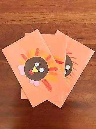 Meals on Wheels brings meals and a little more Thanksgiving cards made by children at St. John’s School in Goshen and given to Meals o Wheels of Warwick clients