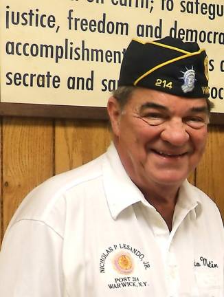 Stan Martin named commander of Warwick’s American Legion Nicholas P. Lesando Jr. Post 214. Photo by Roger Gavan.