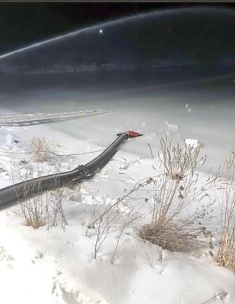 Warwick. Fighting fires when it’s cold, there are no hydrants and water is hard to find Warwick firefighters drafting water from pond off Kavalec Lane in a section of the Town of Warwick where there are no hydrants. Photos provided by Warwick Fire Department.