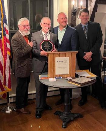 Pictured from left to right are Village of Warwick Mayor Michael Newhard; Town of Warwick Supervisor Michael Sweeton; Jesse Dwyer, the former mayor of the Village of Greenwood Lake and Warwick supervisor-elect; and Village of Florida Mayor Daniel Harter Jr. Newhard said the initiatives undertaken during Sweeton’s administration had profound impacts on the villages. “The supervisor understood that if he had three strong villages,” Newhard said, “he would have a stronger town.” File photo.