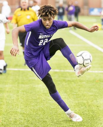 Warwick boys' soccer standout Kojo Adjei in the Section 9 Class AA semifinals on Oct. 24, 2022.