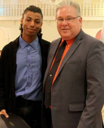 Orange-Ulster BOCES honors regional arts and humanities achievement Christian Deas from S.S. Seward Institute with with William J. Hecht, OU BOCES district superintendent.