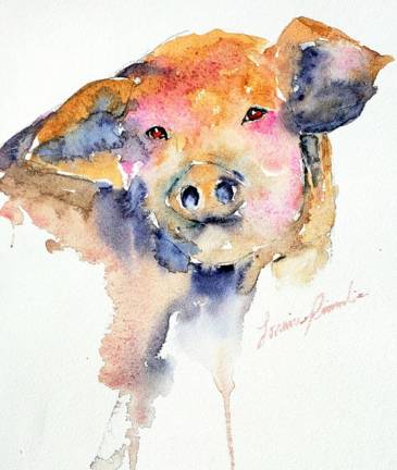 Middletown. Bathe your senses in a display of watercolor art at SUNY Orange Pretty Piggy by Louise Rimmelin