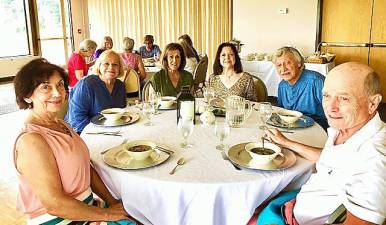 On July 23, the Friends of the Warwick Library Bridge Marathon held it welcome back and start of a new year luncheon at Hickory Hills Golf Course in Warwick. Twenty four members attended for a four-course lunch. Provided photo.