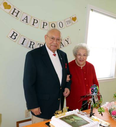 Photo by Roger Gavan Two members of the Warwick Valley Seniors Club, Rose Mangiameli and Jerry Fischetti, celebrate their 90th birthdays