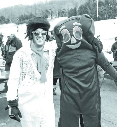 It was a 'wacky' day at Mt. Peter Even Elvis and the Gummy Bear signed up for the Wacky Water Ski contest. They both ended up in the icy drink.