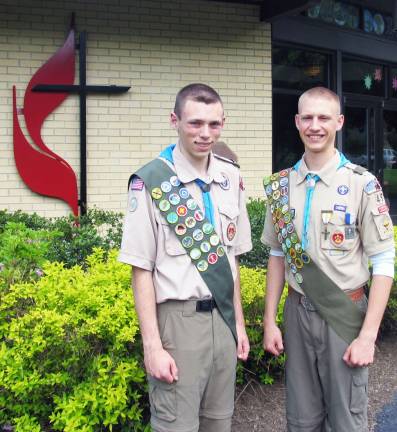 Two Troop 45 Boy Scouts advance to highest rank of Eagle Photo by Roger Gavan On Saturday, June 5, Warwickís Boy Scouts of America Troop 45 advanced two more of its members to the rank of Eagle. From left, Peter Wajda, the son of Tom and Linda Wajda and Jared Olson, the son of Kevin and Alice Olson.