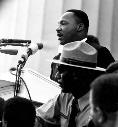 'To carve a tunnel of hope through the mountain of despair' Source: Library of Congress Dr. Martin Luther King Jr. speaking on the steps of the Lincoln Memorial during the March on Washington for Jobs and Freedom on Aug. 28. 1963.