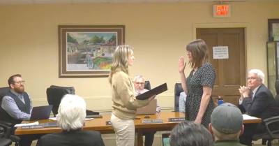 Mary Collura and Barry Cheney were sworn in as trustees for the Warwick Village Board.