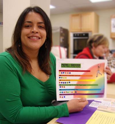 Interactive program promotes healther children, families Healthy Children – Healthy Families participant Christina Ortega shares her family's progress on a “Paths to Success Chart.”