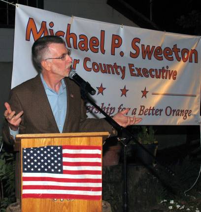Michael Sweeton bows out of campaign for Orange County Executive File photo by Roger Gavan Town of Warwick Supervisor Michael Sweeton launched his campaign for Orange County Executive in 2012. In announcing that he would not take Chester Supervisor Steve Neuhaus to a Republican primary, Sweeton expressed concern over how officials move forward on any issue without returning to partisan politics.