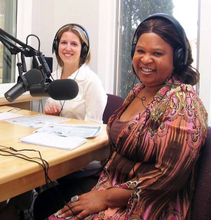 Stein and Slaughter look to clean up on the radio Photo by Roger Gavan From left, the "Two Mops" - Nicole Stein and Gloria Slaughter - broadcasting from the studios of WTBQ. Their show airs on Mondays at 11:30 a.m.
