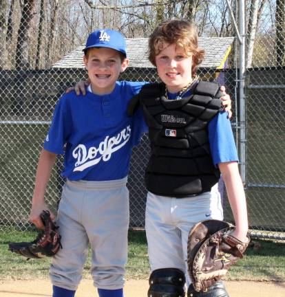Two Warwick pitchers hurl no hitters Dodgers' pitcher Jack Scotto, left, and his battery mate, catcher Oliver Bieling.