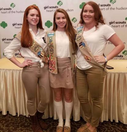 Three Burke Catholic students earn prestigious Girl Scouts Gold Awards Provided photo Burke Catholic students Meghan Devenney, Searra Bell and Shannon Thornton (pictured left to right) were recently awarded the Girl Scout Gold Award, the highest achievement a Girl Scout can attain.