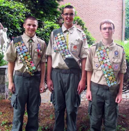 Three Troop 38 Boy Scouts advance to highest rank of Eagle Photo by Roger Gavan On Saturday, June 9, Warwickís Boy Scouts of America Troop 38 advanced three more of its members to the rank of Eagle. From left, Philip J. Juliano, Joseph M. Niblo and Thomas P. Keane.