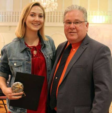 Orange-Ulster BOCES honors regional arts and humanities achievement Theresa Bailey from S.S. Seward Institute with with William J. Hecht, OU BOCES district superintendent.