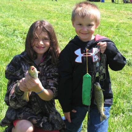 The fish were jumpin' Kailee Howell, 9, and her brother Kyle, 5, were both successful.