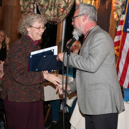 Warwick's 2018-19 Citizen of the Year Awards ceremony held at Landmark Inn Mayor Michael Newhard presented a Village Proclamation to Outstanding Community Service Award winner Sue Gardner. .