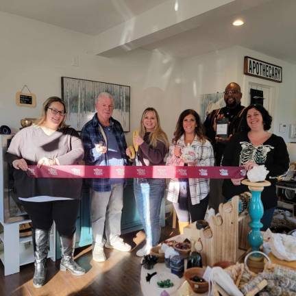 L-R: WVCC Executive Director Stefanie Keegan, Friend of Shanti Life John, Shanti Life owner Kim Williams, WVCC President Kim Corkum, Friend of Shanti Life, WVCC Board Member Corrine Lurato.